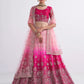 Rani Pink Shaded Heavy Embroidered Net Lehenga