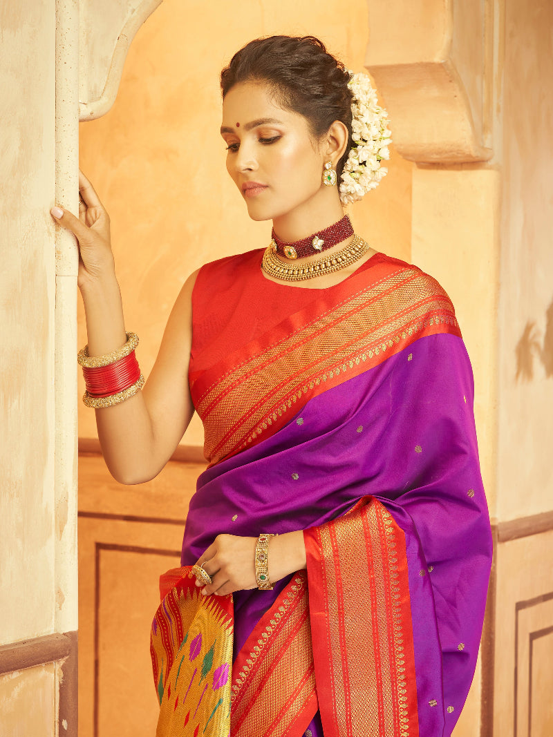 Purple Paithani Soft Silk Saree