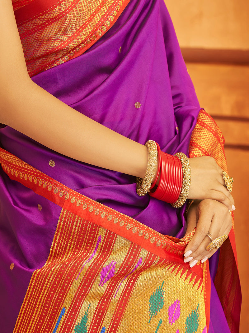 Purple Paithani Soft Silk Saree