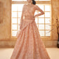 Scanty Peach Heavy Embroidered Net Lehenga Choli With Dupatta