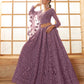 Purple Heavy Embroidered Net Lehenga Choli With Dupatta