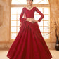 Scarlet Red Heavy Embroidered Net Lehenga Choli With Dupatta