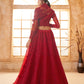 Scarlet Red Heavy Embroidered Net Lehenga Choli With Dupatta