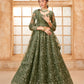 Mehendi Green Heavy Embroidered Net Lehenga Choli With Dupatta