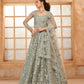 Ice Blue Heavy Embroidered Net Lehenga Choli With Dupatta