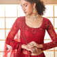 Deep Red Heavy Embroidered Net Lehenga Choli With Dupatta