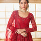 Deep Red Heavy Embroidered Net Lehenga Choli With Dupatta