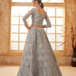 Smoke Grey Heavy Embroidered Net Lehenga Choli With Dupatta