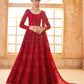 Dark Red Heavy Embroidered Net Lehenga Choli With Dupatta