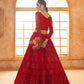 Dark Red Heavy Embroidered Net Lehenga Choli With Dupatta