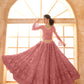 Carrot Pink Heavy Embroidered Net Lehenga Choli With Dupatta