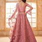 Carrot Pink Heavy Embroidered Net Lehenga Choli With Dupatta