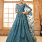 Sea Blue Heavy Embroidered Net Lehenga Choli With Dupatta