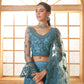 Sea Blue Heavy Embroidered Net Lehenga Choli With Dupatta