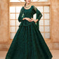 Deep Green Heavy Embroidered Net Lehenga Choli With Dupatta