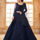 Dark Blue Heavy Embroidered Net Lehenga Choli With Dupatta