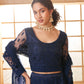 Dark Blue Heavy Embroidered Net Lehenga Choli With Dupatta