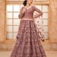 Congo Brown Heavy Embroidered Net Lehenga Choli With Dupatta