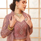 Congo Brown Heavy Embroidered Net Lehenga Choli With Dupatta