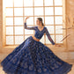 Royal Blue Heavy Embroidered Net Lehenga Choli With Dupatta