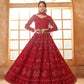 Bridal Red Heavy Embroidered Net Lehenga Choli With Dupatta