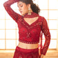 Bridal Red Heavy Embroidered Net Lehenga Choli With Dupatta