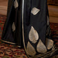 Midnight Black Zari Spades Satin Silk Saree