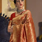 Golden Red Kanjivaram Silk Saree