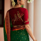 Green & Red Pathani Saree With Embroidered Blouse