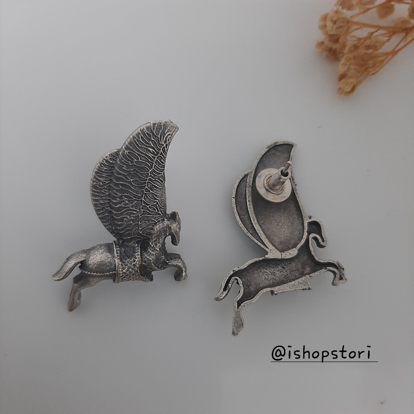 Pegasus Oxidised German Silver Earrings