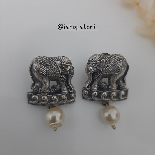 Gajgamini Silver Lookalike Earrings