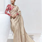 Porcelain Ivory Crush Tissue Silk Saree Designer Blouse