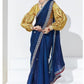 Berry Blue Crush Tissue Silk Saree With Designer Blouse