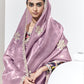 Pastel Mauve Crush Tissue Silk Saree With Designer Blouse