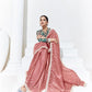 Onion Pink Crush Tissue Silk Saree With Designer Blouse