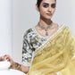 Pale Yellow Crush Tissue Silk Saree With Designer Blouse