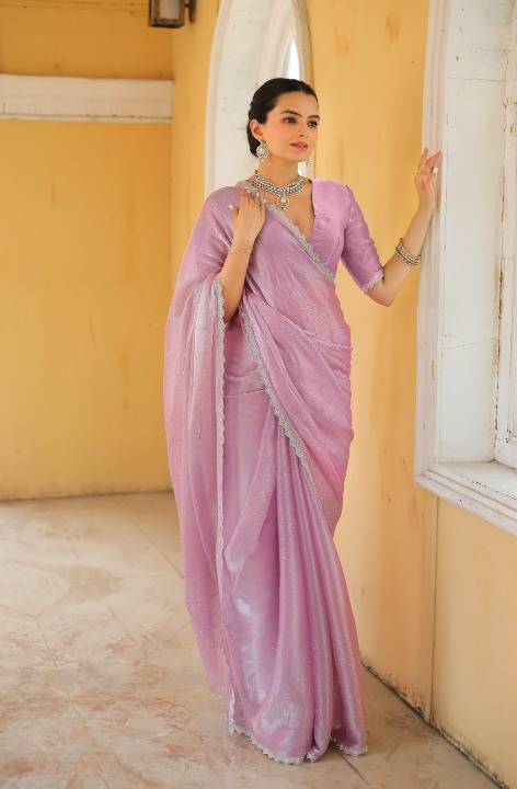 Pastel Purple Tissue Silk Saree