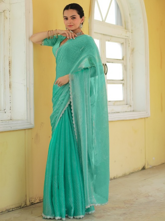 Pastel Green Tissue Silk Saree