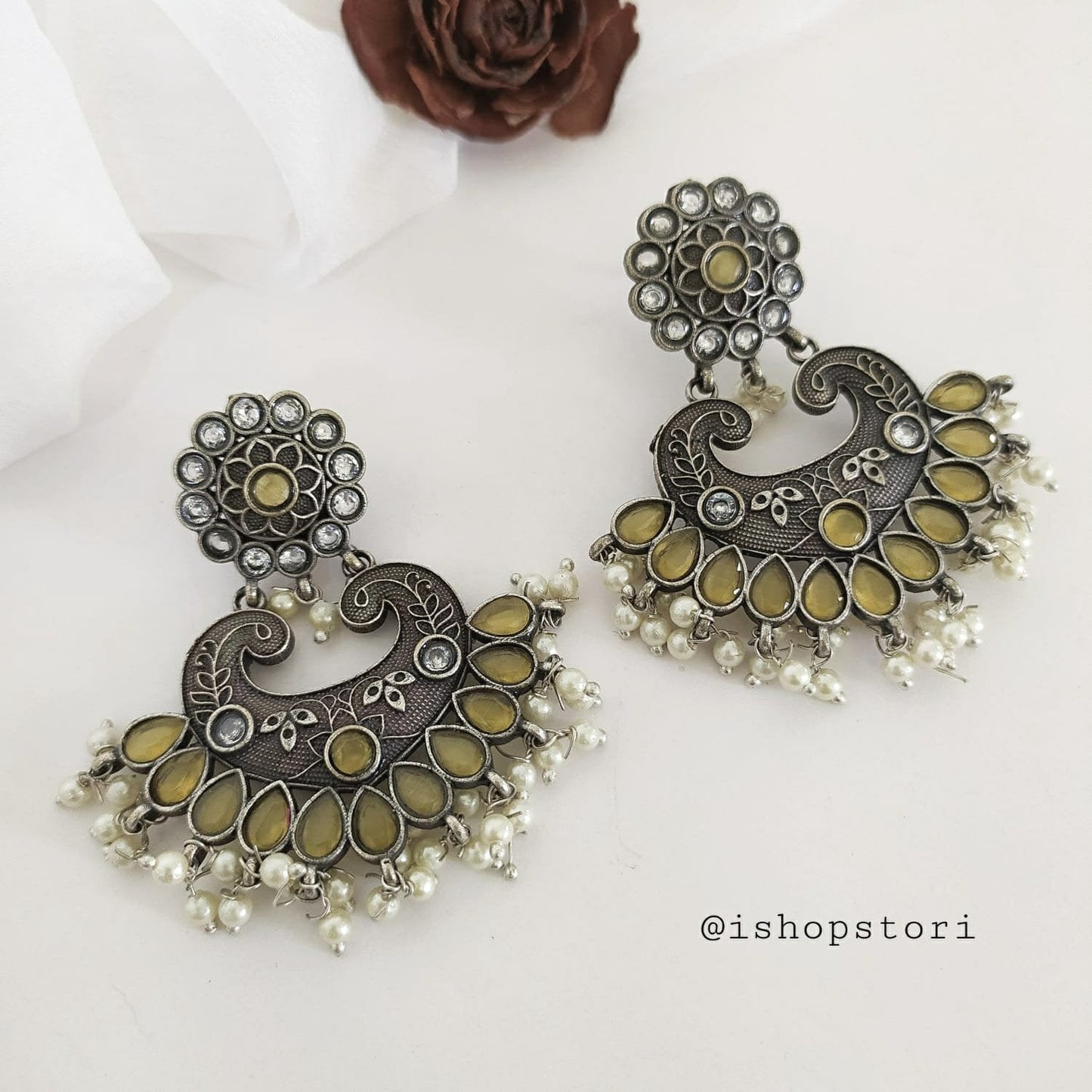 Zankhana Monalisa Stone Chandbali Earrings