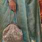 Greenish Blue Brocade Woven Kanjivaram Silk Saree