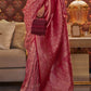 Rose Pink Brocade Woven Kanjivaram Silk Saree