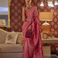 Rose Pink Brocade Woven Kanjivaram Silk Saree