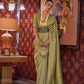 Olive Green Brocade Woven Kanjivaram Silk Saree