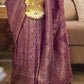 Mauve Brocade Woven Kanjivaram Silk Saree