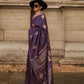 Deep Mauve Dual Zari Motifs Satin Silk Saree