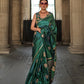 Hunter Green Dual Zari Motifs Satin Silk Saree