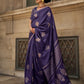 Deep Purple Dual Zari Motifs Satin Silk Saree