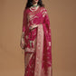 Raspberry Pink Georgette Silk Banarasi Saree