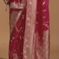 Raspberry Pink Georgette Silk Banarasi Saree