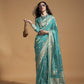 Ocean Blue Georgette Silk Banarasi Saree